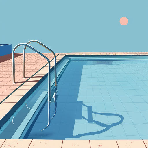 Realistic style swimming pool clipart with flat random background