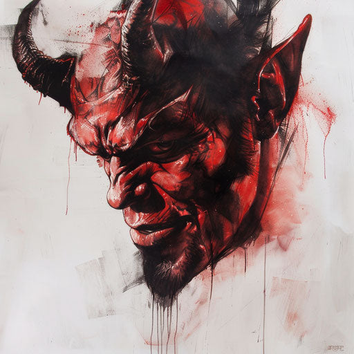 Hyper-realistic devil face tattoo on white background