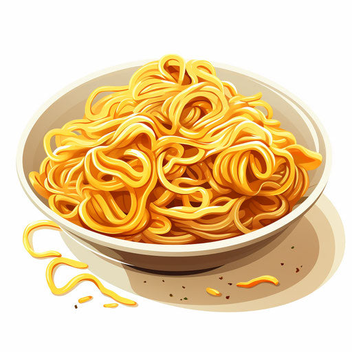 Noodles clipart in the style of Oil painting