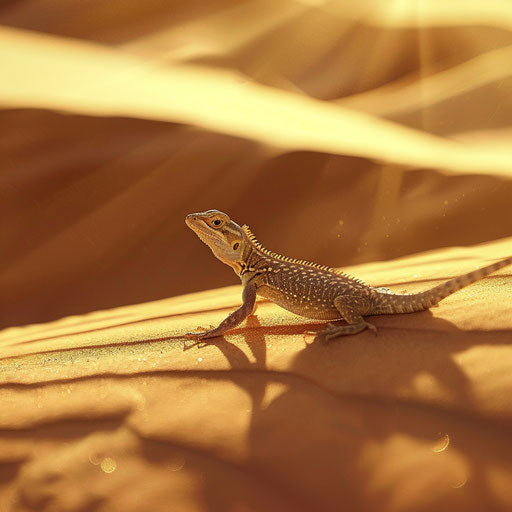 A lizard crawling on a desert sand dune