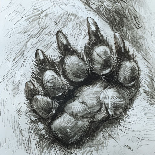 Detailed sketch of a bear paw
