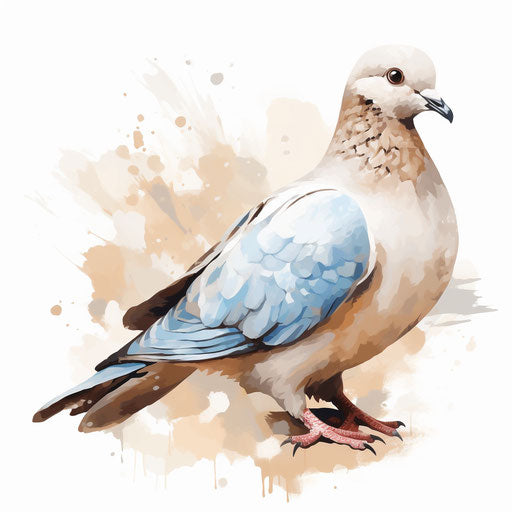 Dove in Oil painting style on white background