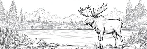 Very simple moose coloring page