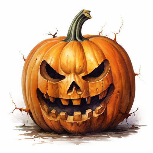 Carved pumpkin in the Oil painting style