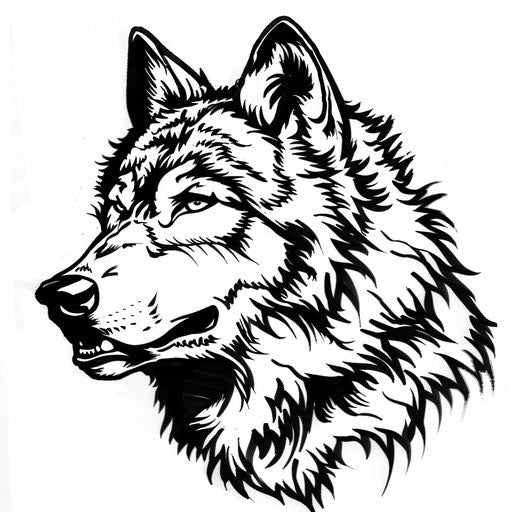 Simple tattoo sketch of a wolf in flat clipart style using black ink