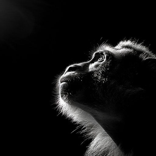 Rhesus Monkey in High-Contrast Black and White