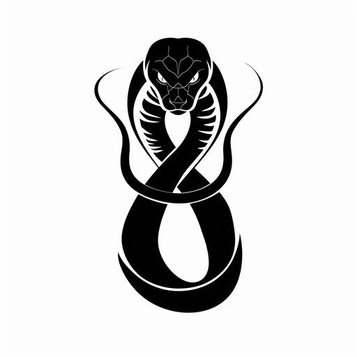 Minimalist sketch of a striking black mamba silhouette