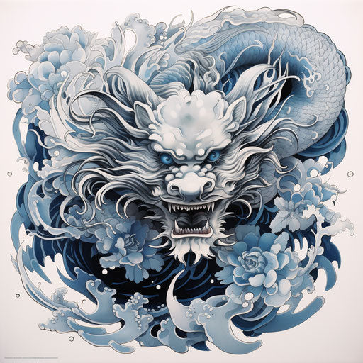 Dragon tattoo with black and blue design