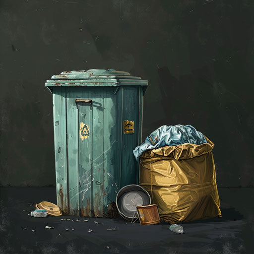Illustration of rubbish in a realistic style on dark background