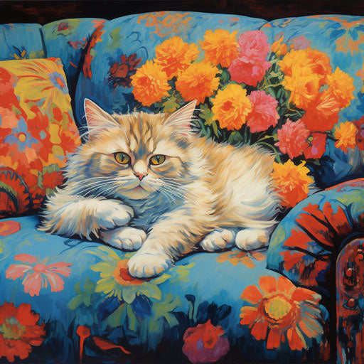 Cat asleep on a sofa