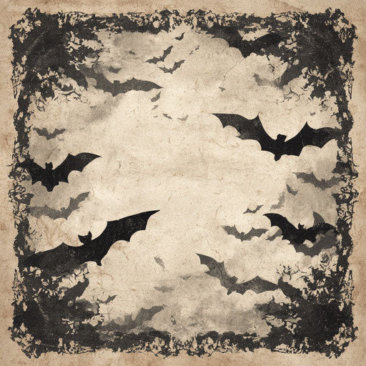 Silhouetted Bats in a Halloween Decorative Composition