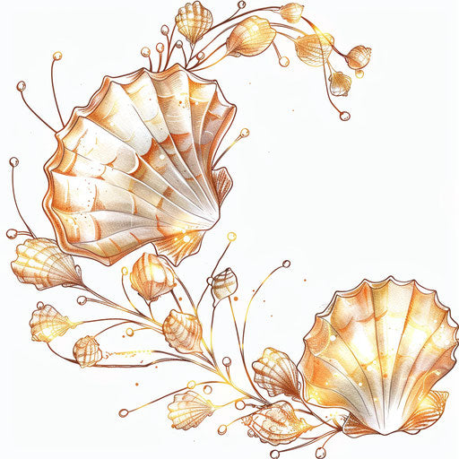 Shell garland with golden and white lights