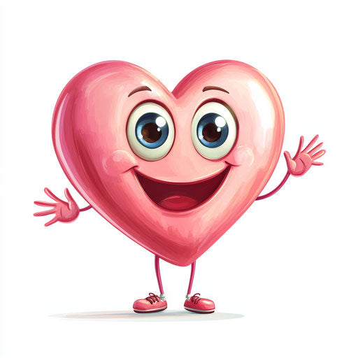 Intriguing Pink Heart Caricature Clipart for Book Illustrations