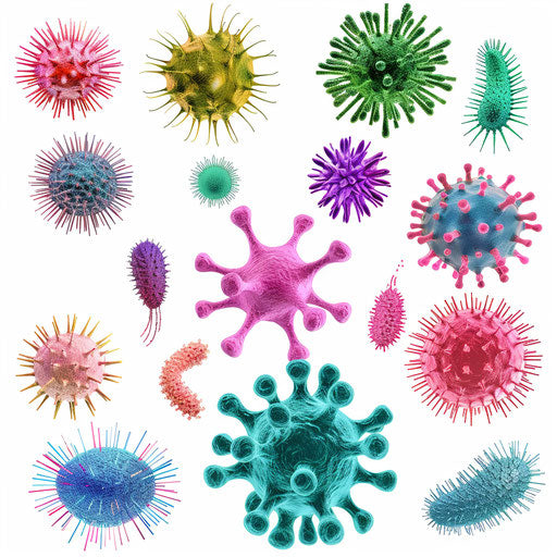 Realistic germs clipart on white flat background