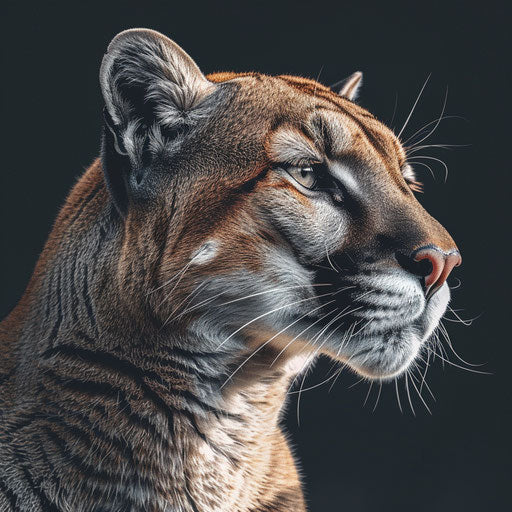 Realistic cougar clipart on flat slate grey background