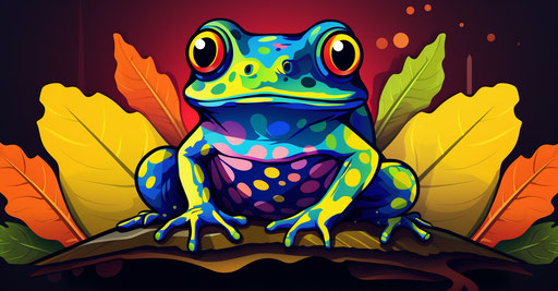 Colorful frog on a leaf