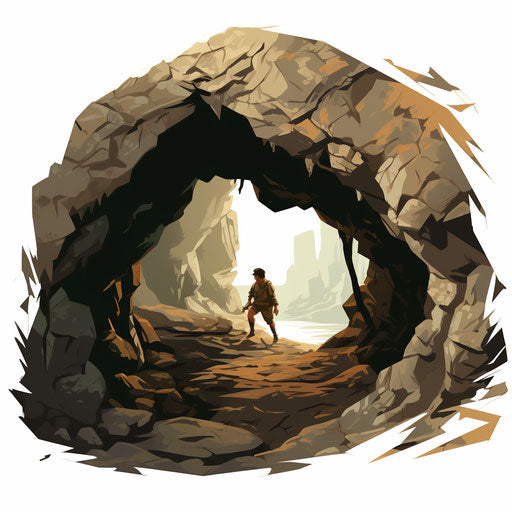 Cave drawing in the style of Chiaroscuro Art, on a white background