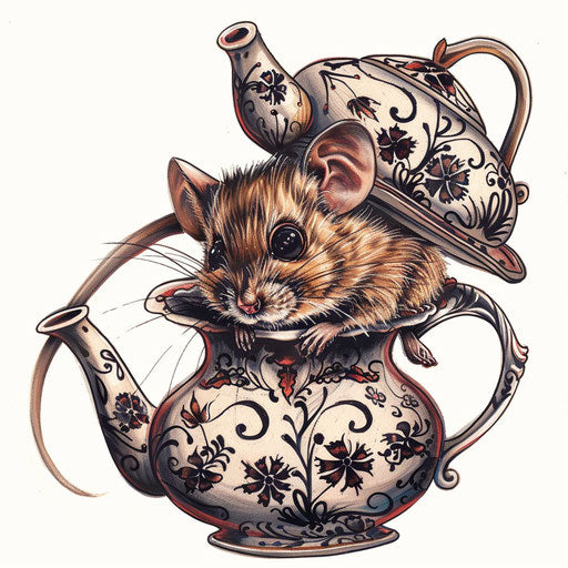 Teapot peeking Dormouse, cute and colorful