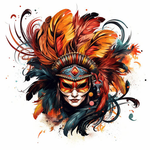 Carnival illustration in the style of Chiaroscuro Art, on white background