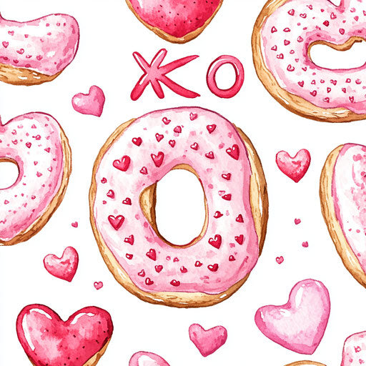 Delicious Valentine's Day doughnuts with pink and red icing