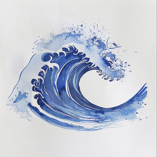 Minimalist wave in blue ink