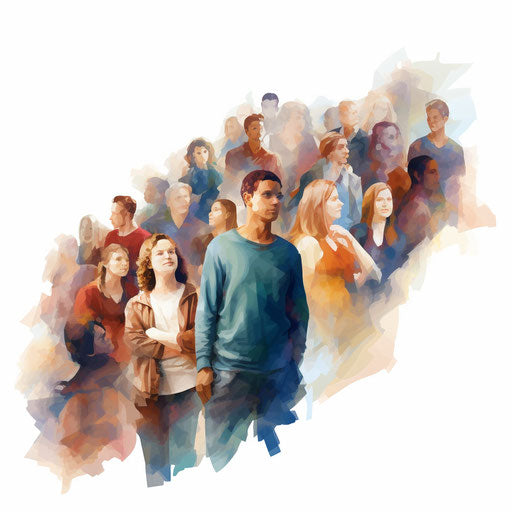 Crowd in the style of Oil painting on a white background
