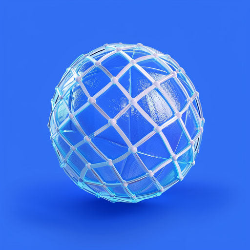 On a flat, royal blue background, a photo realistic netball clipart shines with enhanced vibrancy and clear contours
