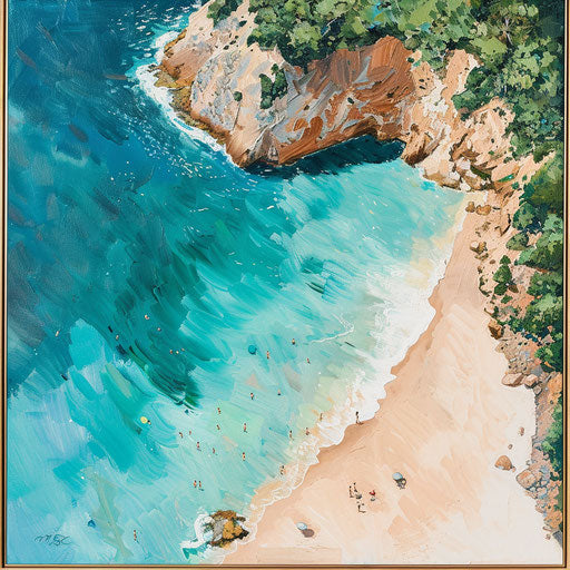 Aerial view of a secluded beach cove