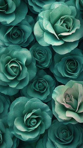 Wallpaper of large green roses, seamless pattern