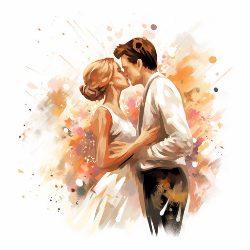 Happy anniversary clipart in the style of Impressionistic Art, on a white background