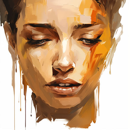 Sad face in Oil painting style on white background