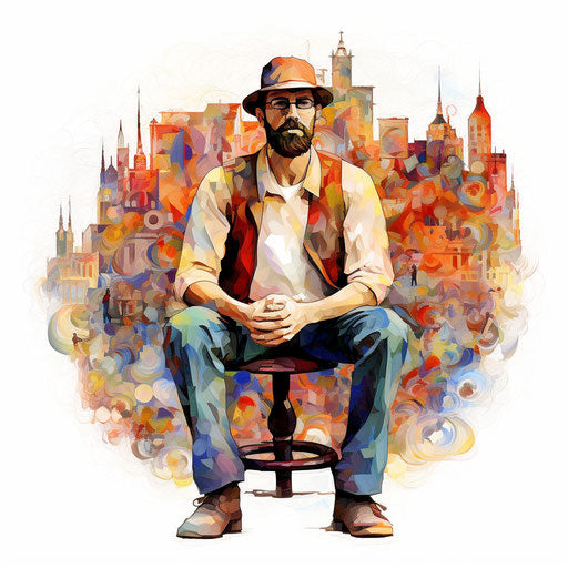 Occupations clipart in the style of Impressionistic Art, on white background