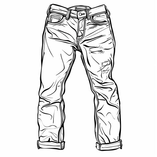 Outline of jeans with bold stitching for coloring