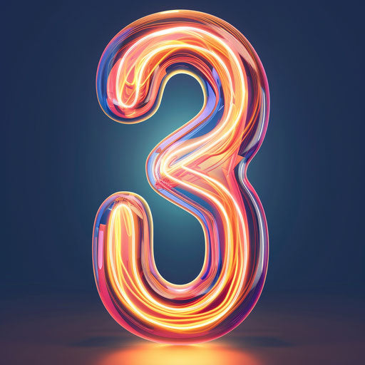 Numbers clipart in photorealistic style with a flat random background, ethereal glow, and soft edges