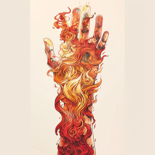 Fiery Prometheus tattoo on Titan's hand