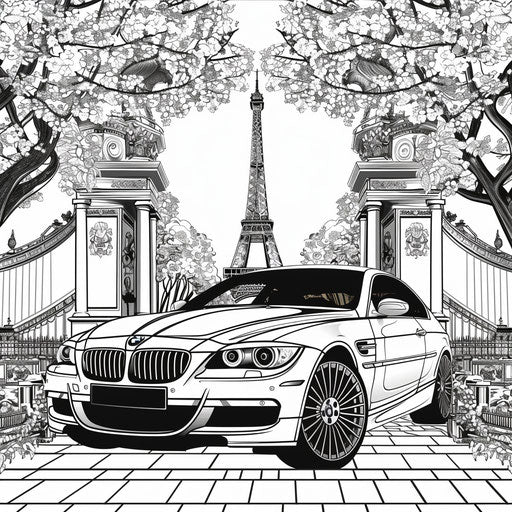 BMW car in a glamorous high-fashion scene with elegant designs
