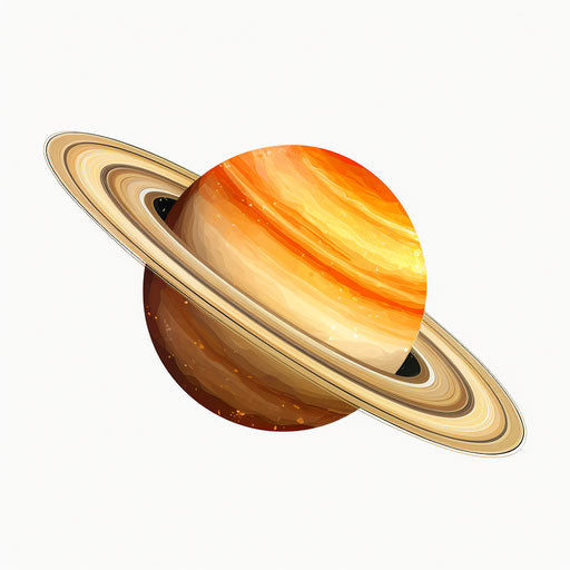 Saturn Illustration in the Style of Oil Painting, on White Background