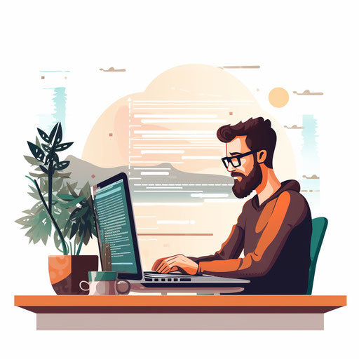 Minimalist style coding clipart on white background