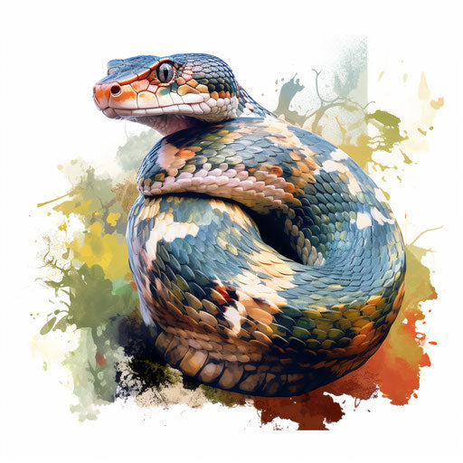 Snake clipart in the style of Oil painting, on a white background