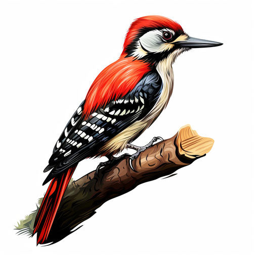 Woodpecker illustration in Chiaroscuro Art style, on white background