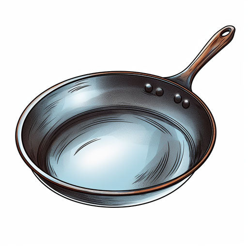 Frying pan clipart in the style of Chiaroscuro Art