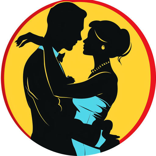 Bride and groom, bold line style, simplistic characters