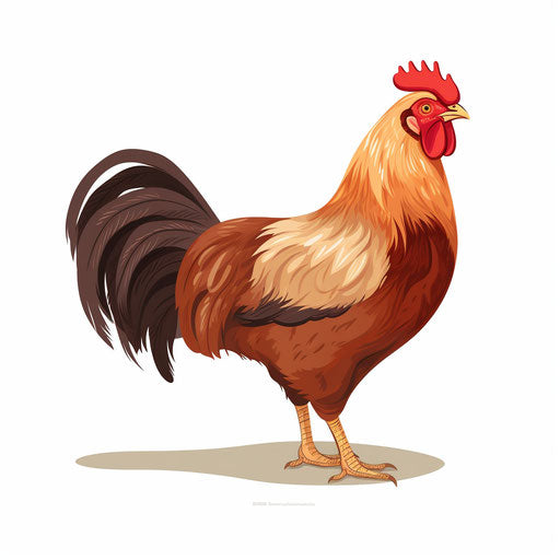 Chicken illustration in minimalist style, on white background