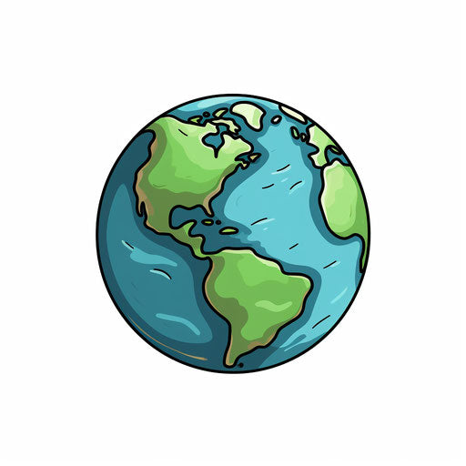 Earth in Minimalist style on white background