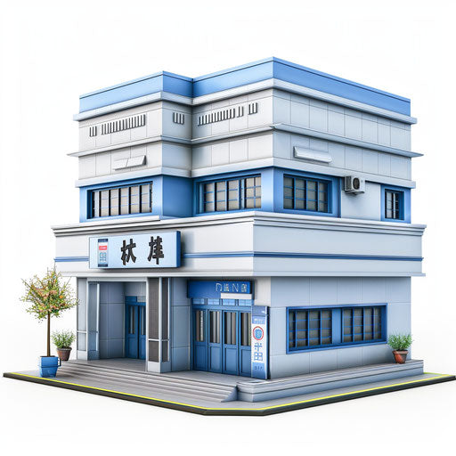Realistic police station illustration on flat white background