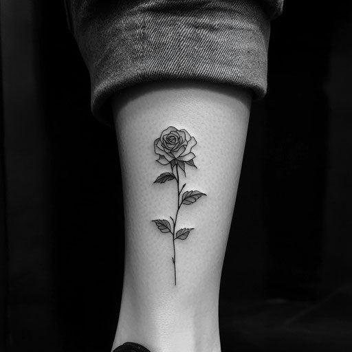Rose tattoos for women with minimalist line art on the ankle