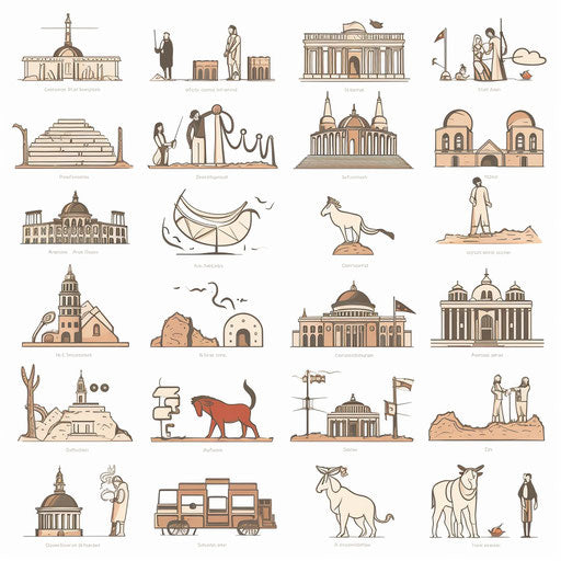 Minimalist social studies clipart on white background