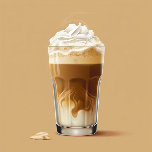 Coffee illustration with flat random backdrop and sharp edges
