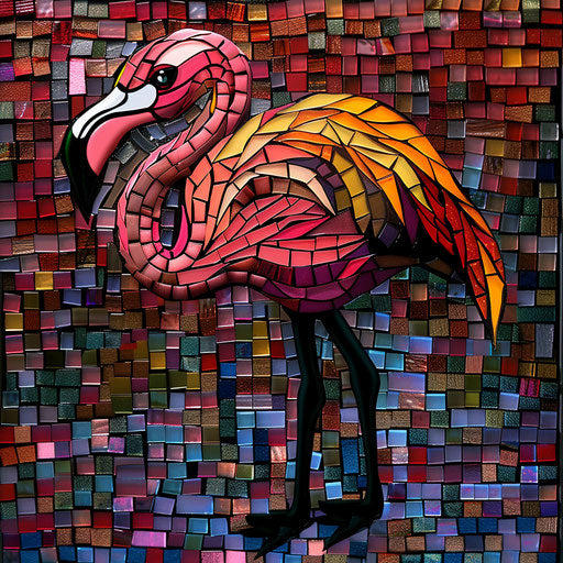 Flamingo in mosaic of colorful tiles