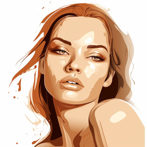Skin illustration in the style of Chiaroscuro Art, on white background